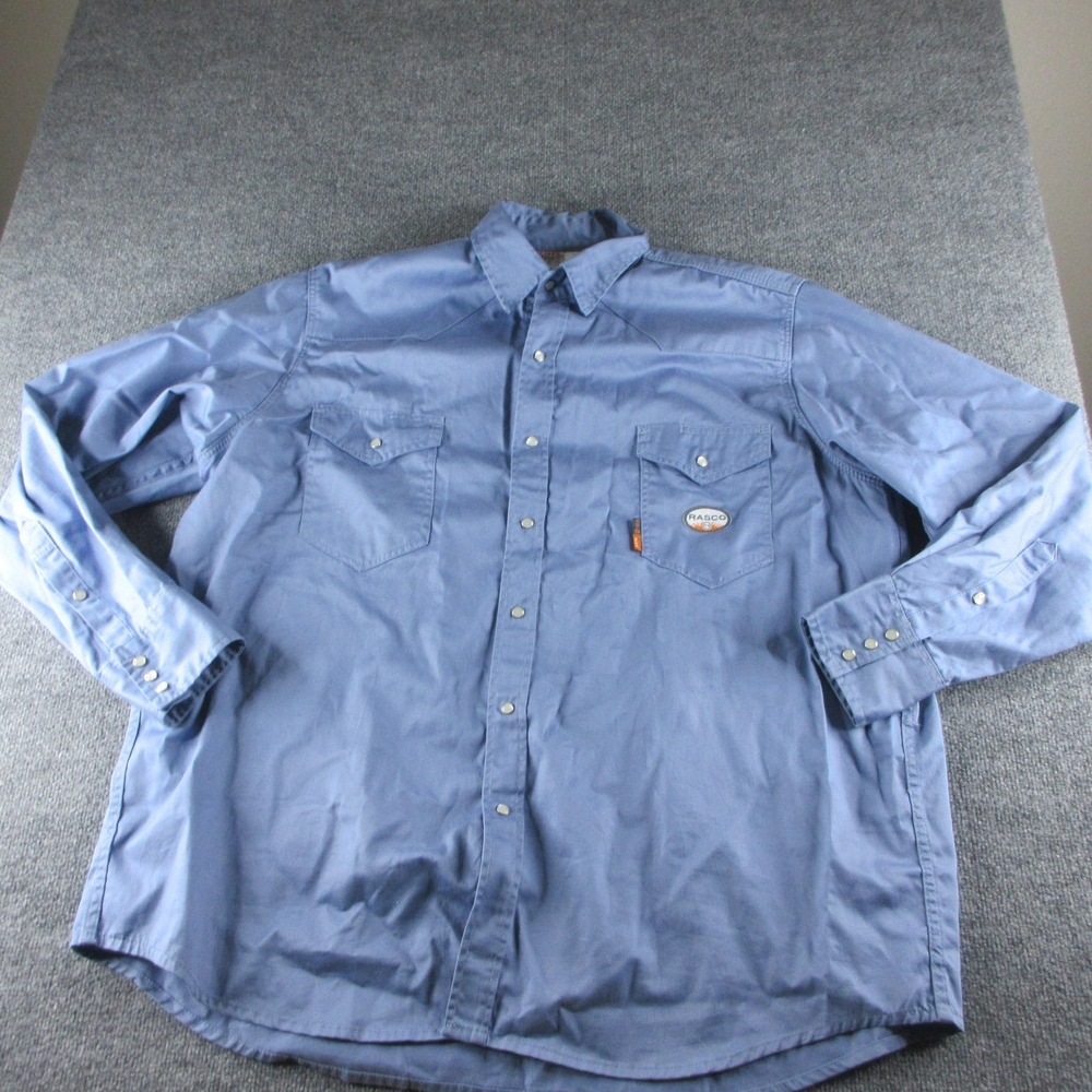 Rasco FR Shirt Mens 3XLT Blue Flame Resistant Long Sleeve Button Up Workwear